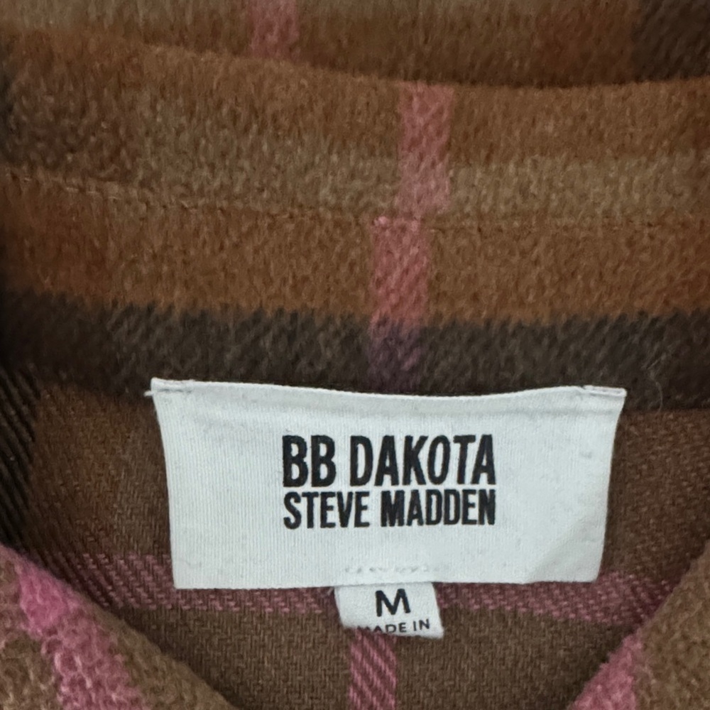 BB Dakota Plaid Button-Down Shirt in Brown and Pink - Picture 2 of 7